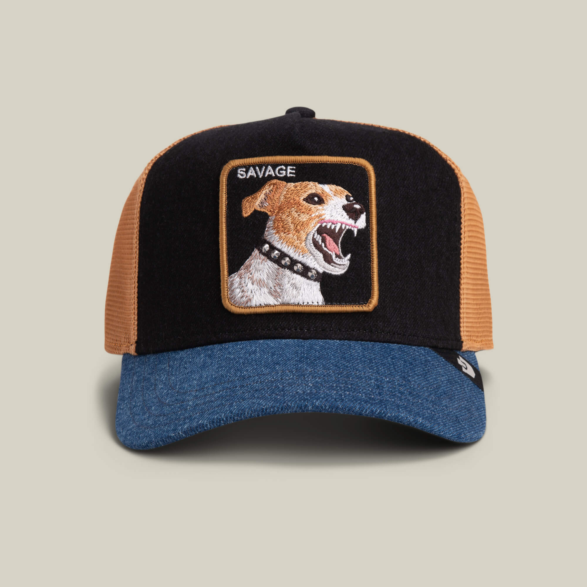 Goorin Savage Dawg Trucker Hat, Black Denim, 57/43 Polyester