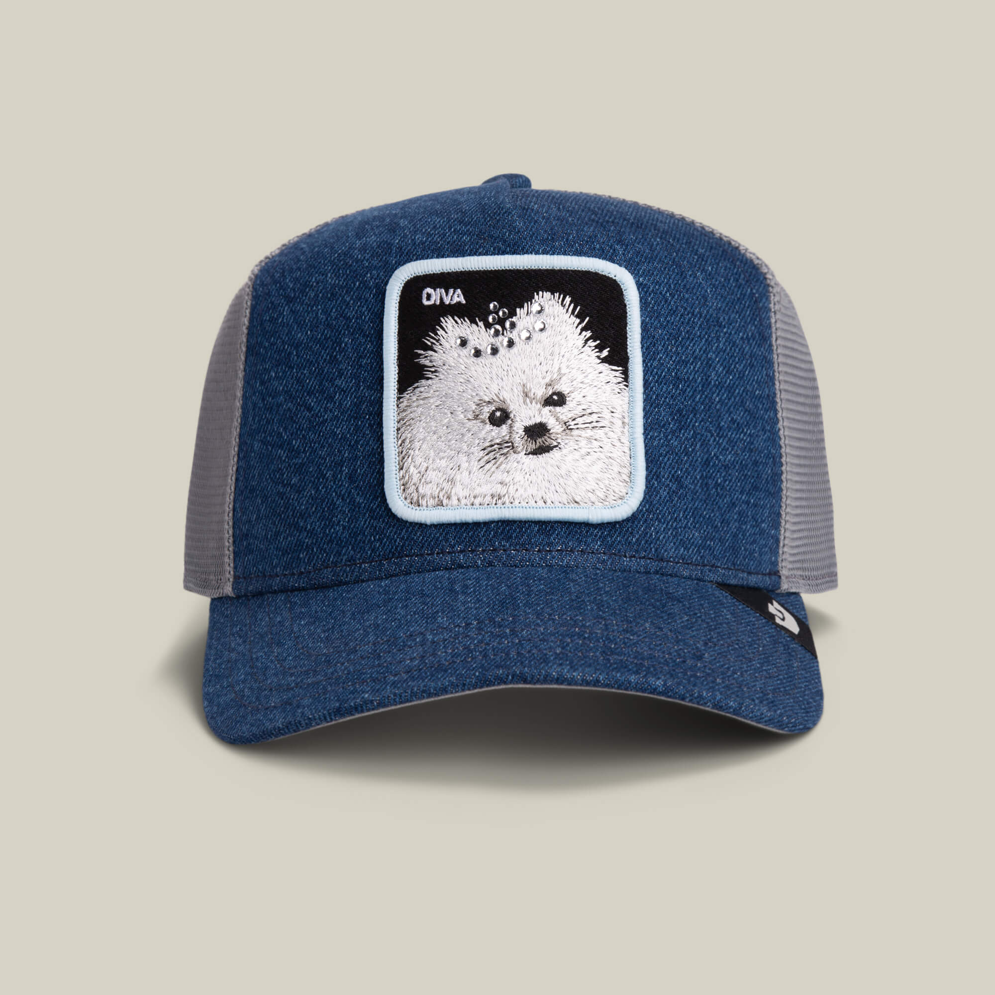 Goorin Diva Dawg Trucker Hat, Light Denim, 57/43 Polyester Cotton 