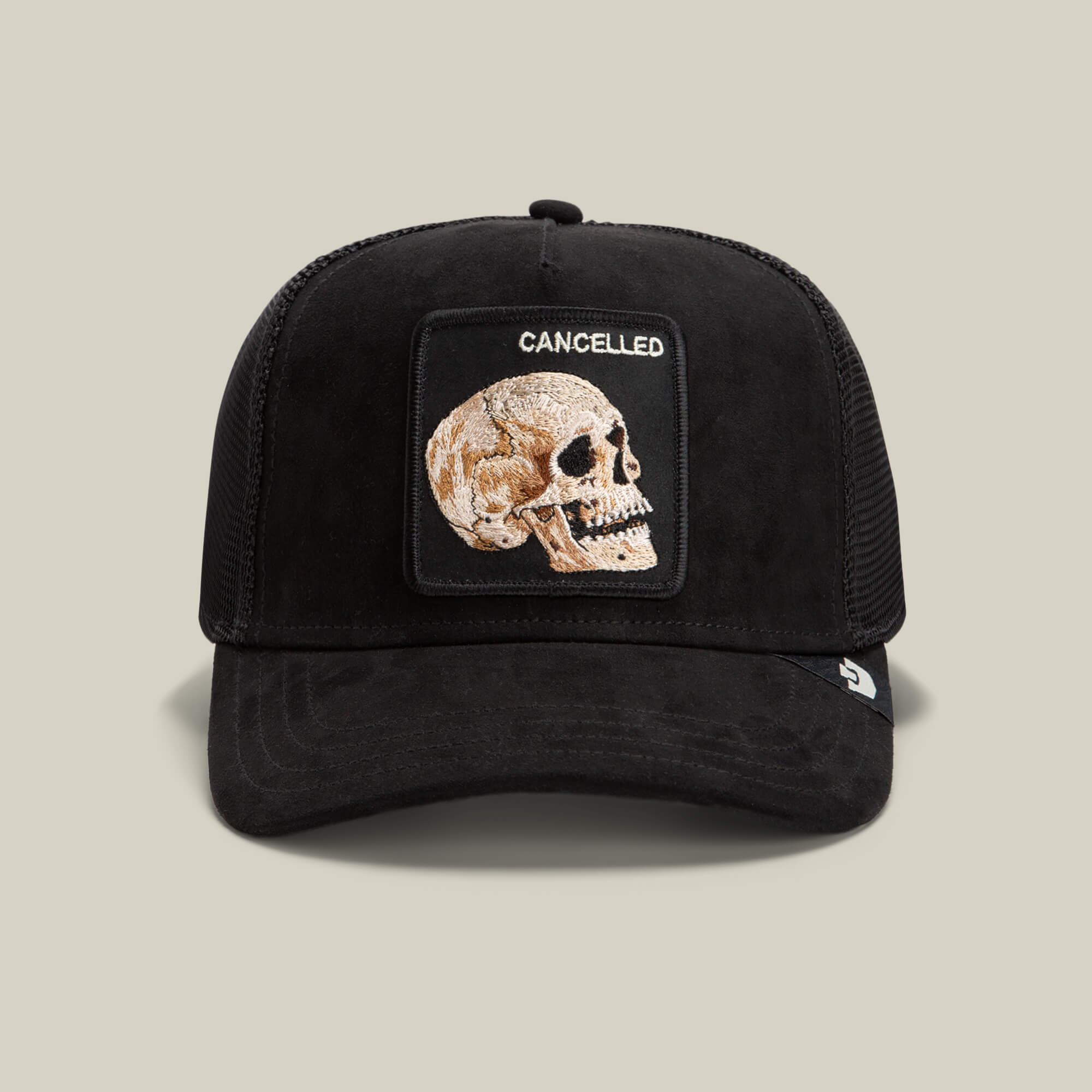 Goorin Bold Suede Skull Trucker Hat, Void, 84/16 Polyester Cotton