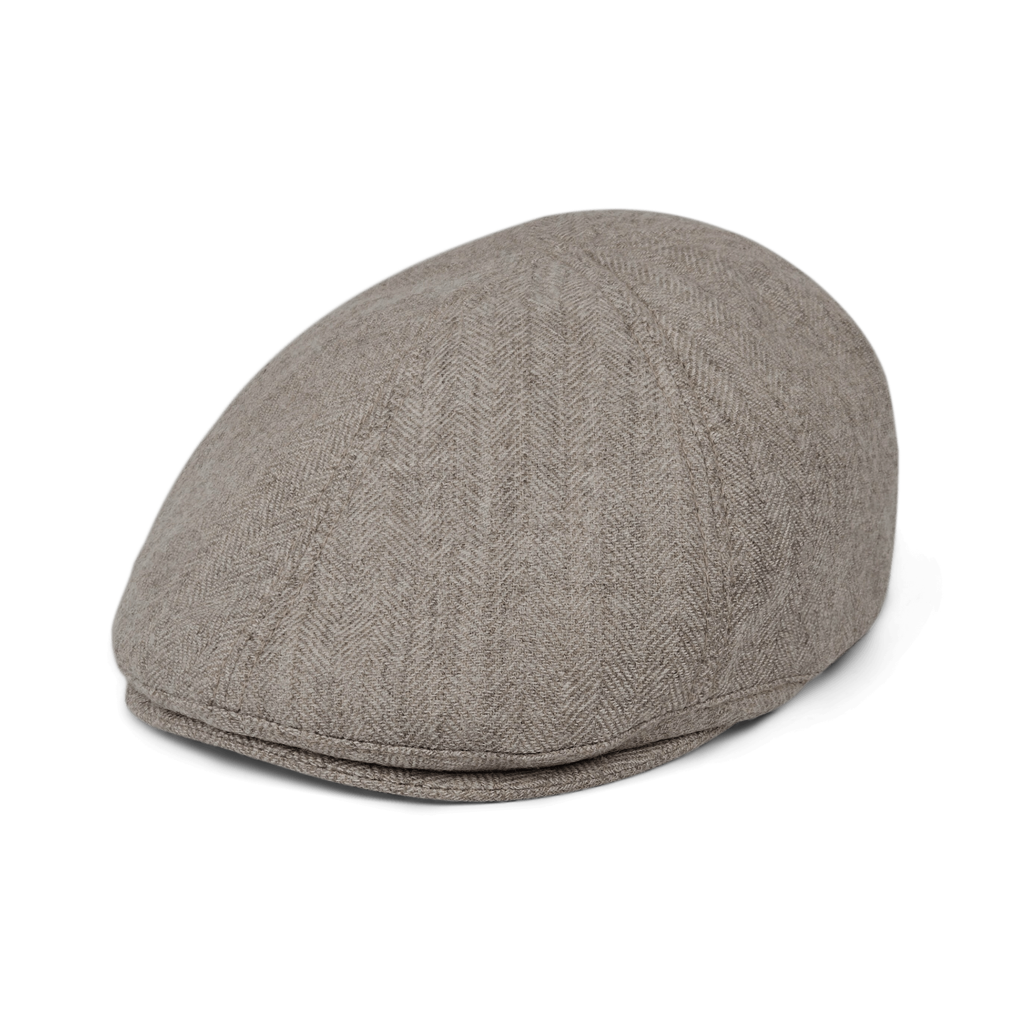 The Goorin Bros. Harry Bones flatcap in tan herringbone is shown against a plain white background, highlighting its timeless style and subtle pattern.