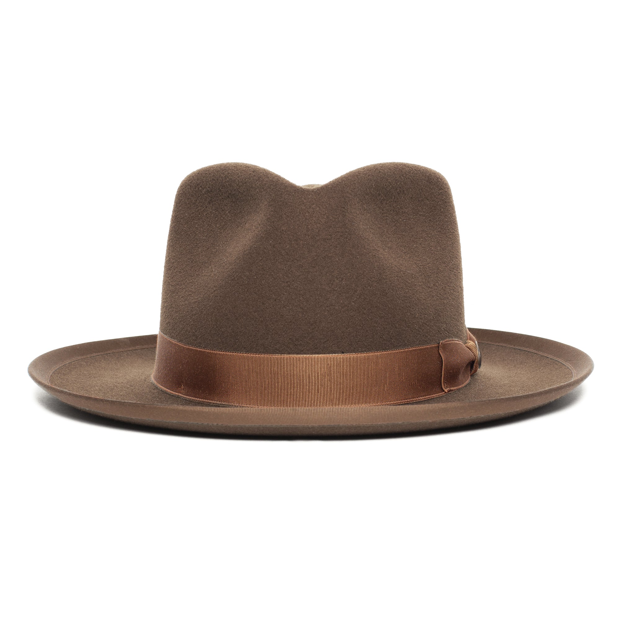 Goorin Bros. river gray teardrop wide brim felt fedora hat Rust front view