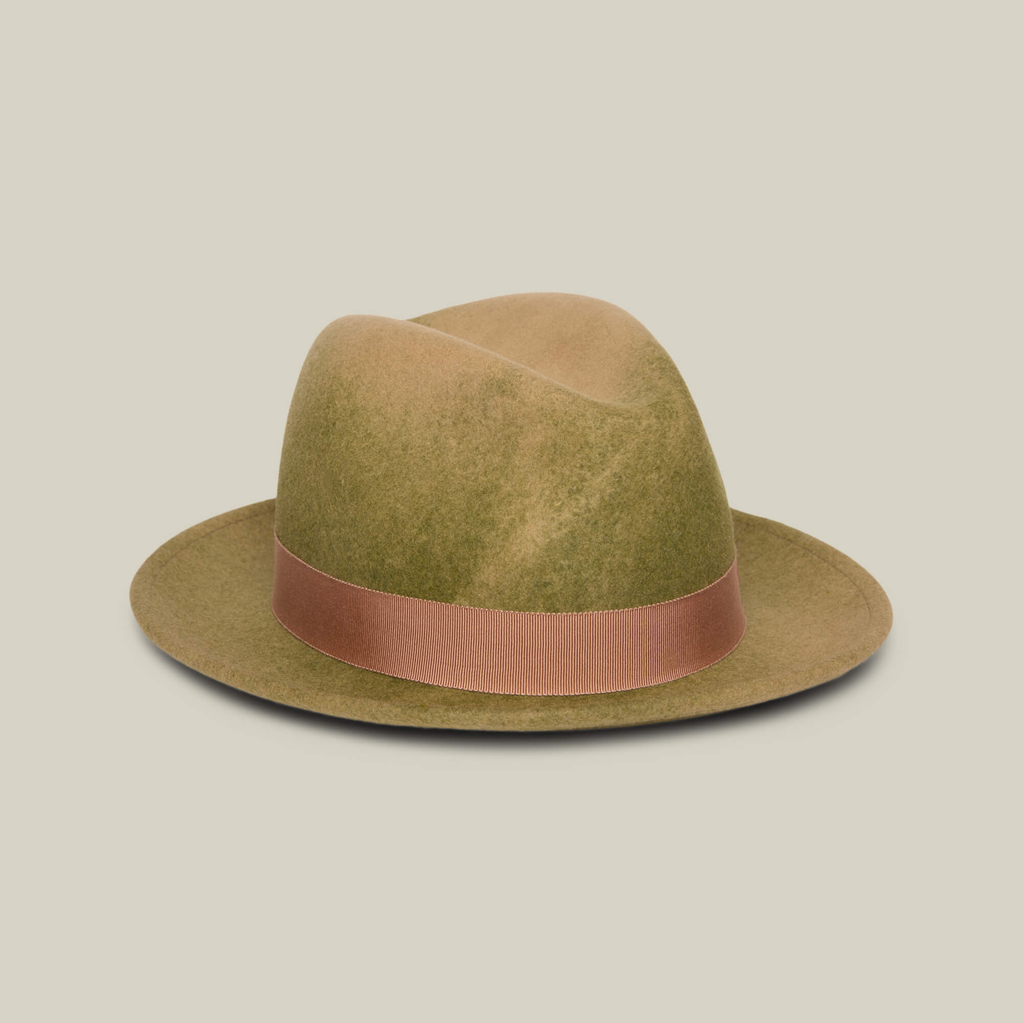 The Dean the Butcher by Goorin Bros. is a classic tan fedora with a wide brim and brown ribbon, American-made for all seasons, shown here against a plain light background.