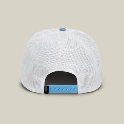 The Rooster Fan Institution Ball Club by Goorin Bros. is a white mesh baseball cap with an adjustable light blue snapback and a left-side label—perfect for game day and a sporty, relaxed style.