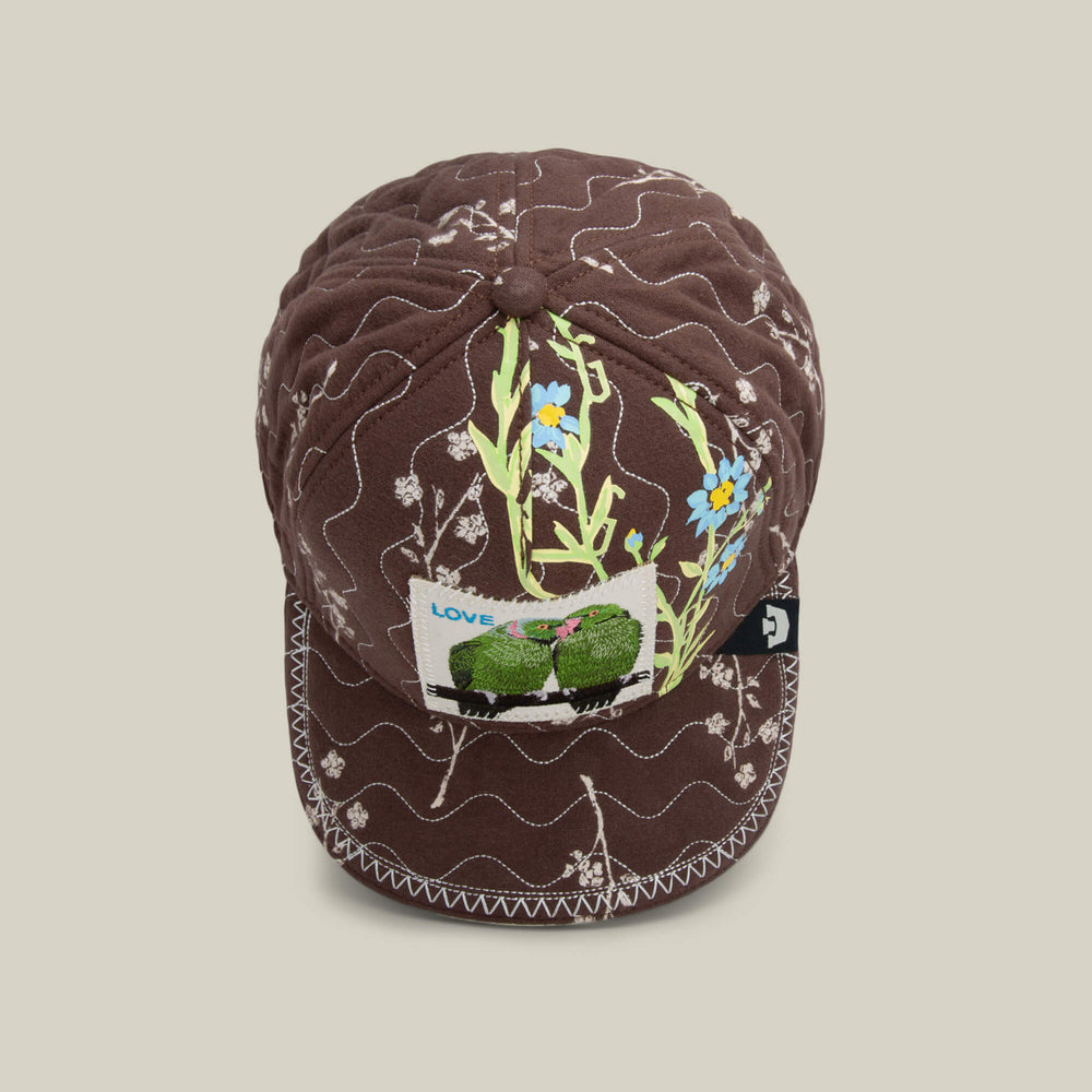 Casquette Goorin Bros Style Militaire - Coton Kaki Brodée Fleurs écrue - Taille 58 - Neuf Avec étiquettes Mixte