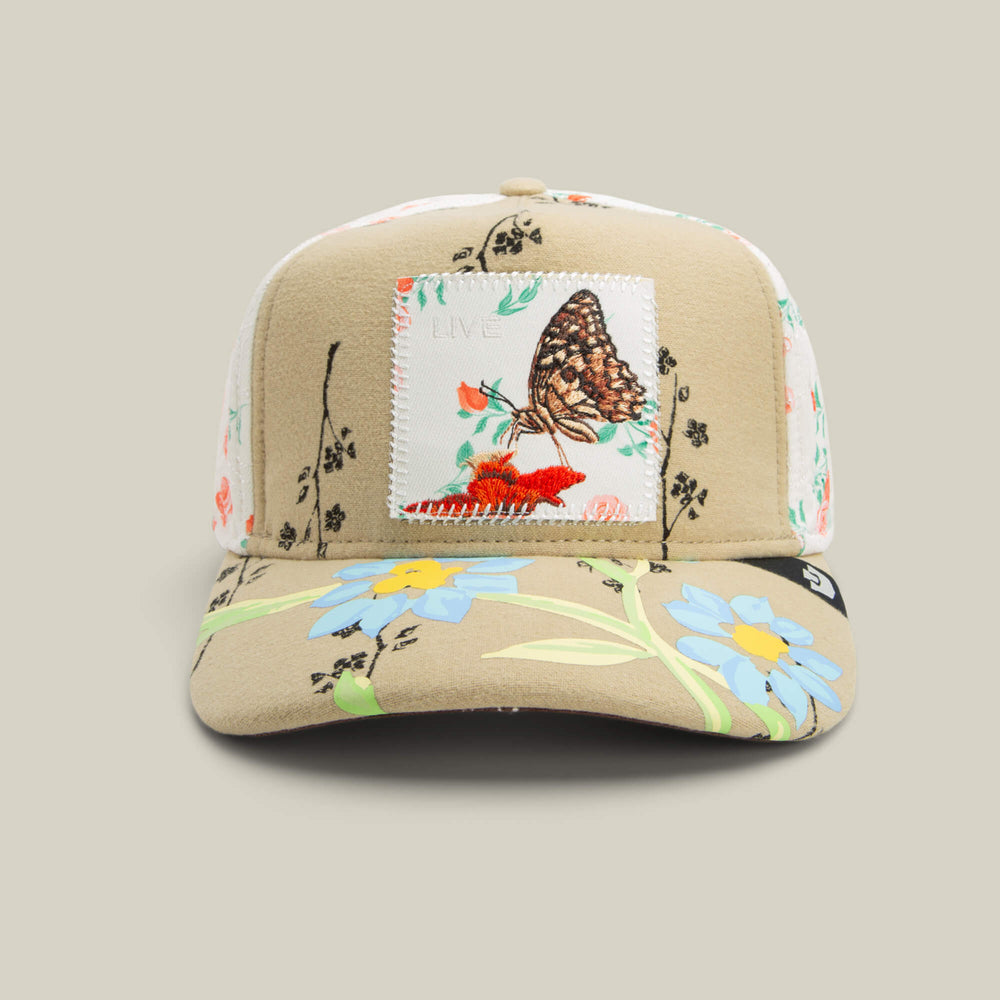 Junk Trucker Embellished Green Floral & Butterfly Hat My DIY junk trucker hat fits the trend! #junkhat #truckerhat  main image 4