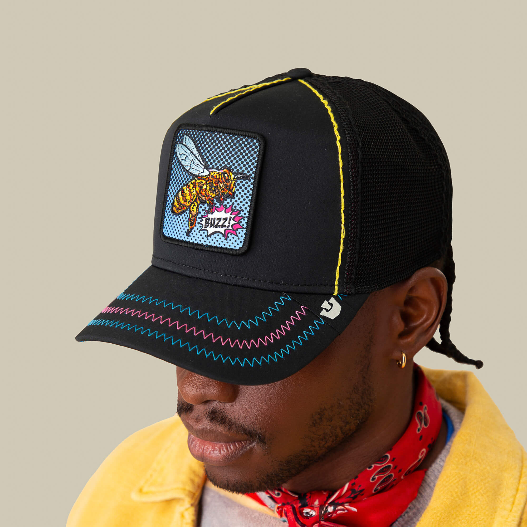 hand Painted Ooak Colorful Bee Trucker Hat il_fullxfull.6169099441_4bsm.jpg main image 3