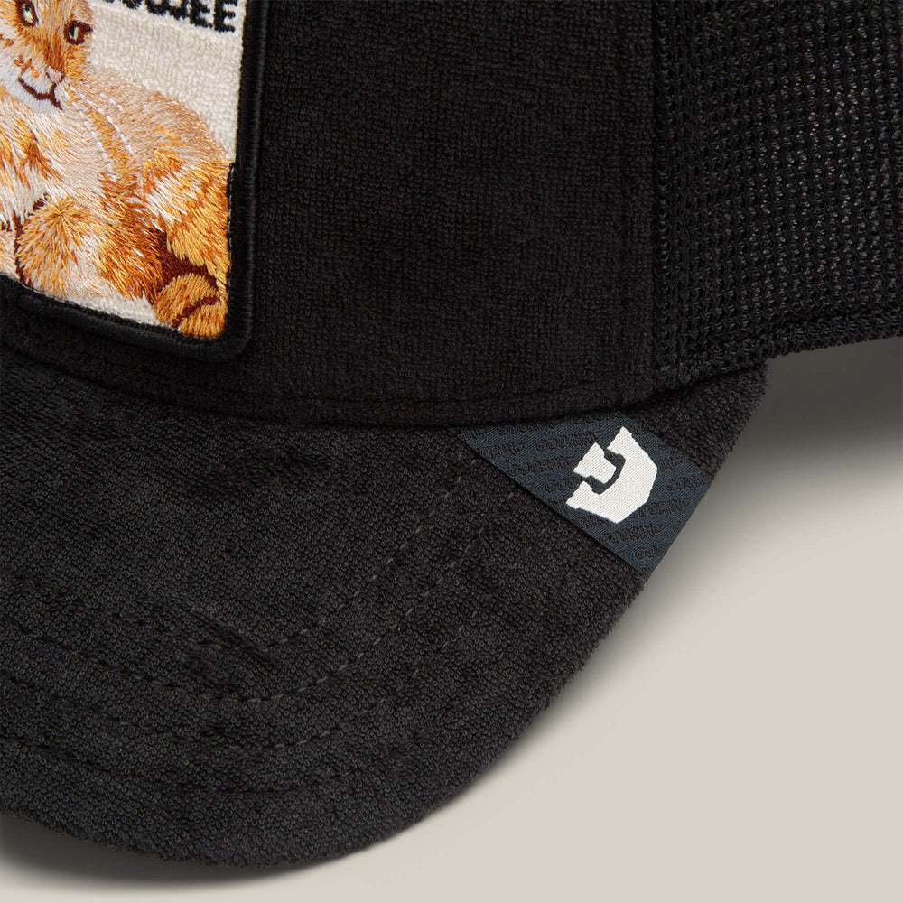 Black terry cloth Trucker Hat with Embroidered cat \'BOUJEE\' Patch Terry Cloth Cat – Goorin Bros main image 2