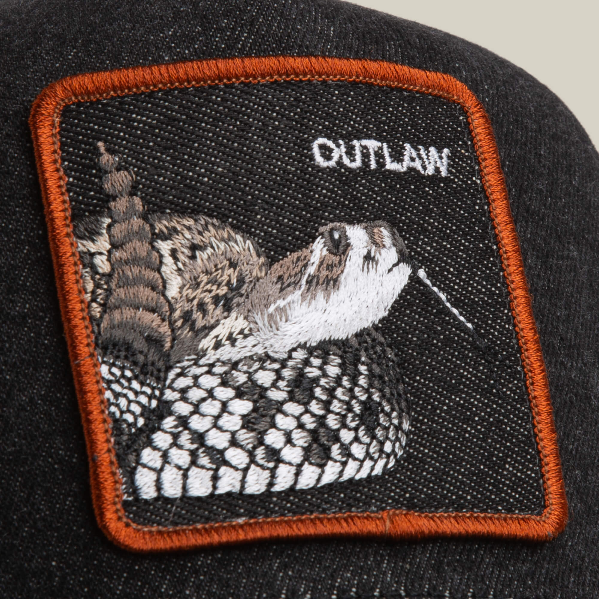 Avant-Garde Top Hat Wide Side Upcycled Denim Raw Cut Snake Print Patched I be outside in that custom you ain main image 2