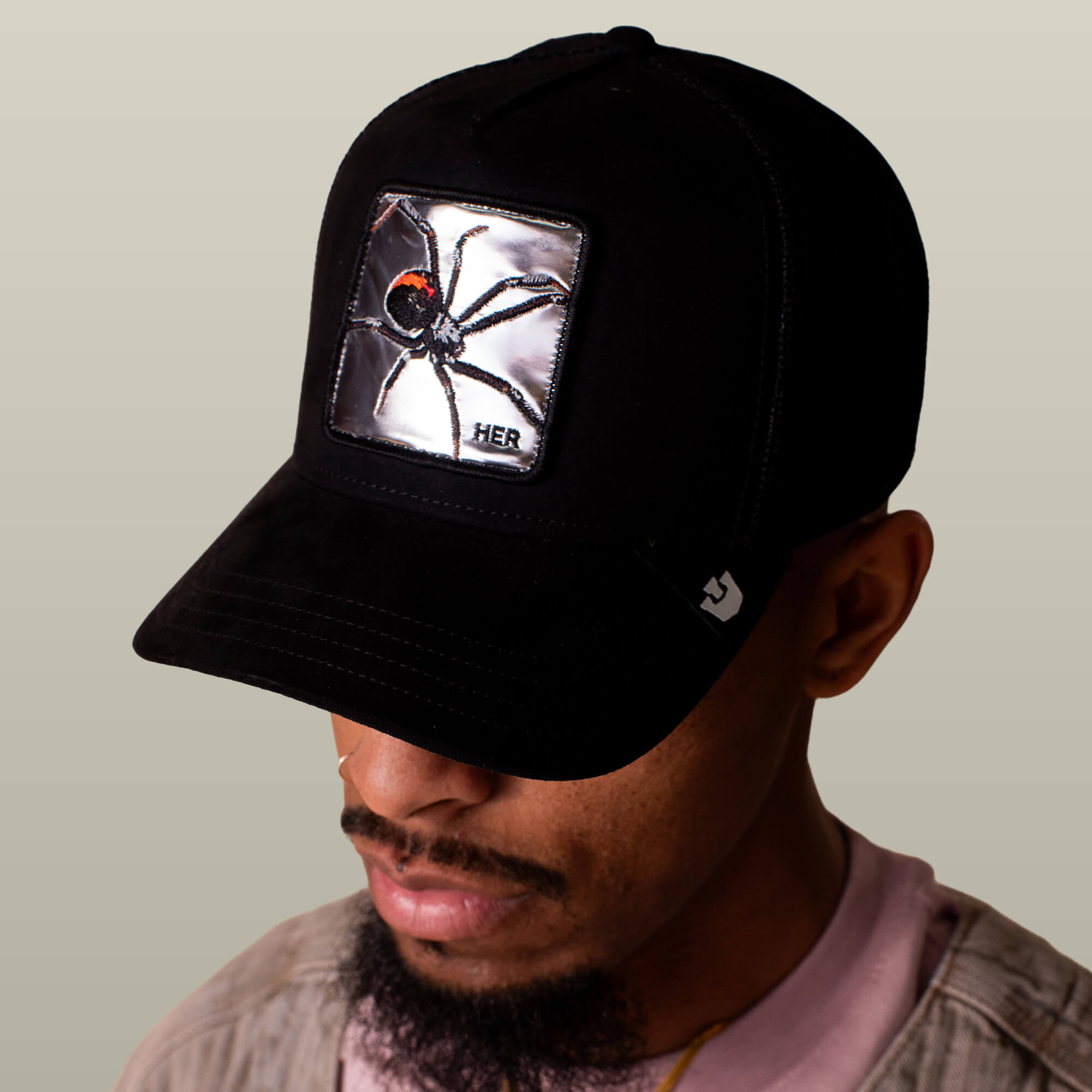 Black Trucker Hat with Embroidered \