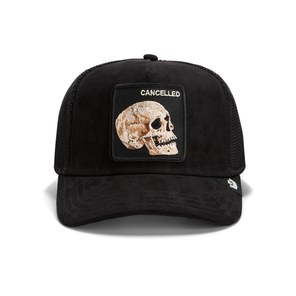 Goorin Bold Suede Skull Trucker Hat, Void, 84/16 Polyester Cotton