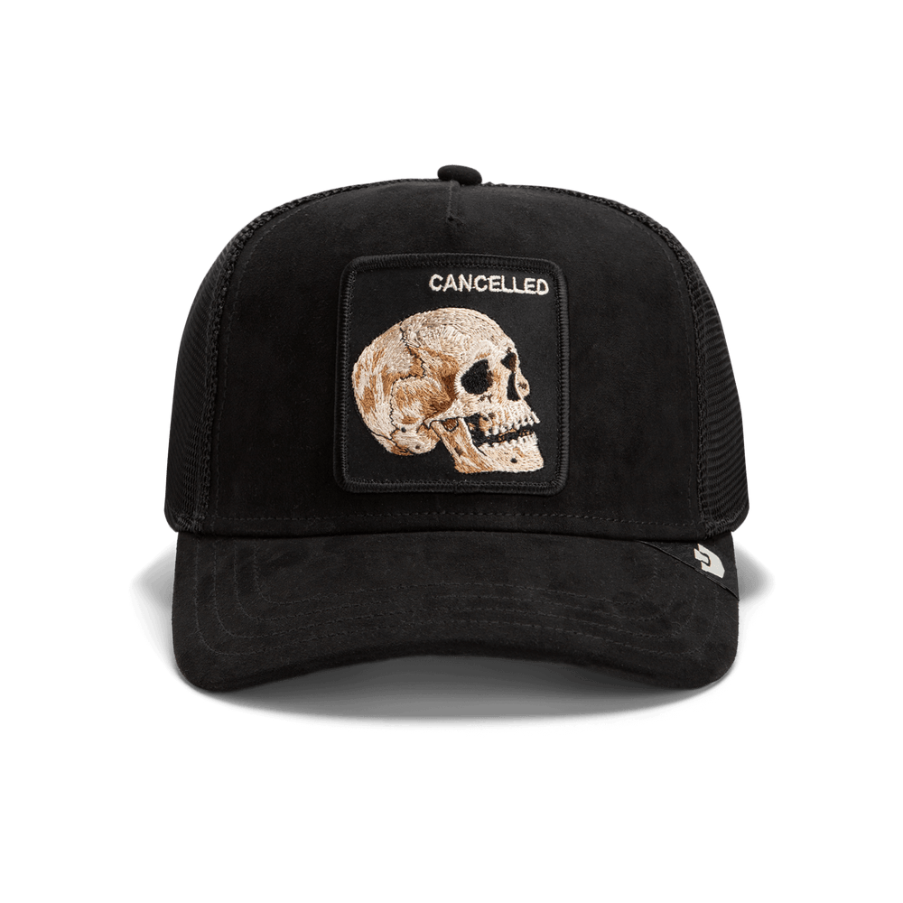Goorin Bold Suede Skull Trucker Hat, Void, 84/16 Polyester Cotton