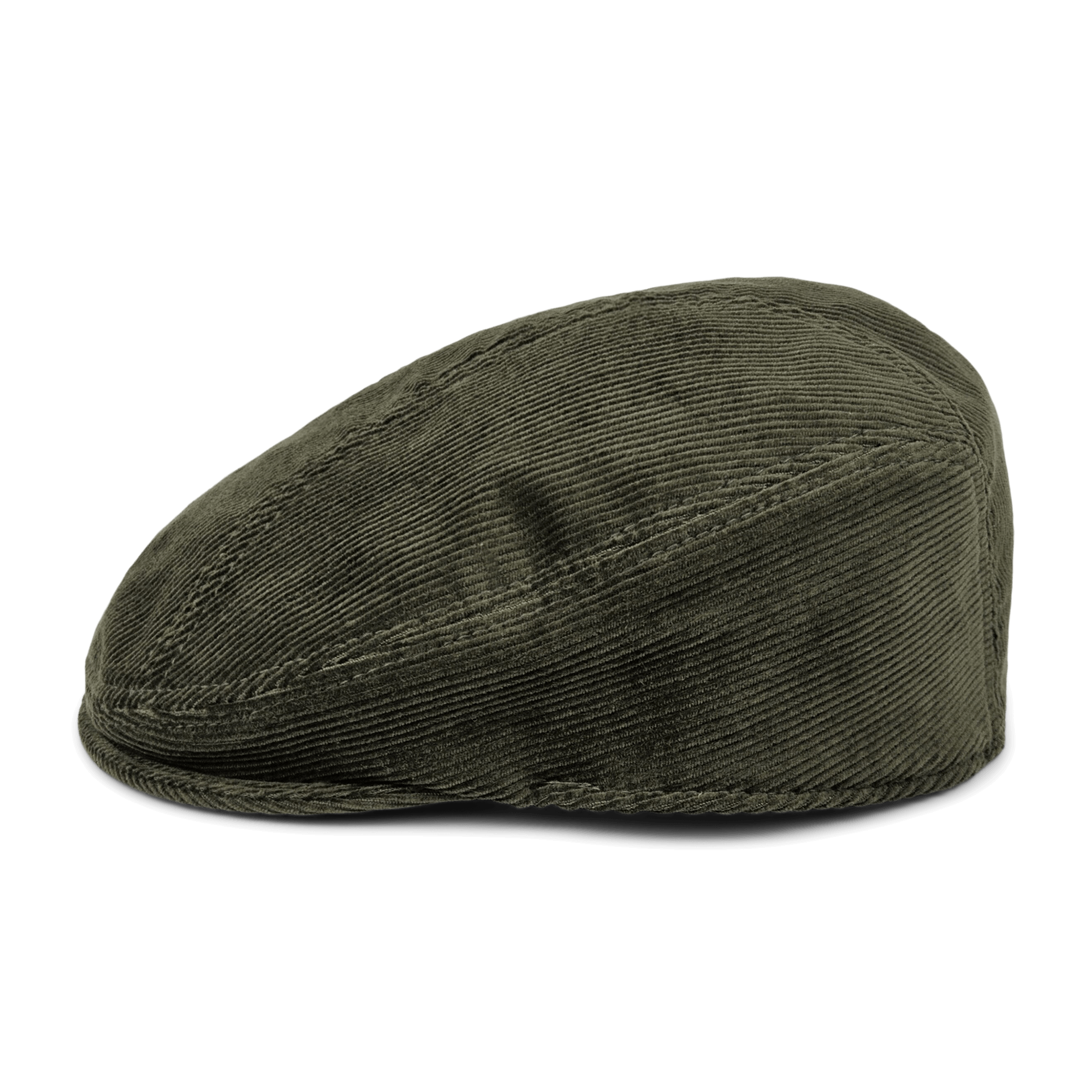 The Maxwell Park flatcap by Goorin Bros., crafted from dark green cotton corduroy in the USA, is displayed against a plain white background.