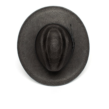 Goorin Bros. welfleet straw wide brim fedora Black top view