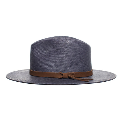Goorin Bros. welfleet straw wide brim fedora Navy side view
