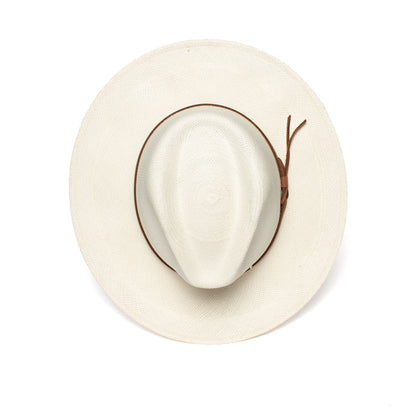 Goorin Bros. welfleet straw wide brim fedora White top view