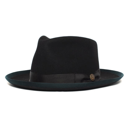Goorin Bros. river gray teardrop wide brim felt fedora hat Black left side view