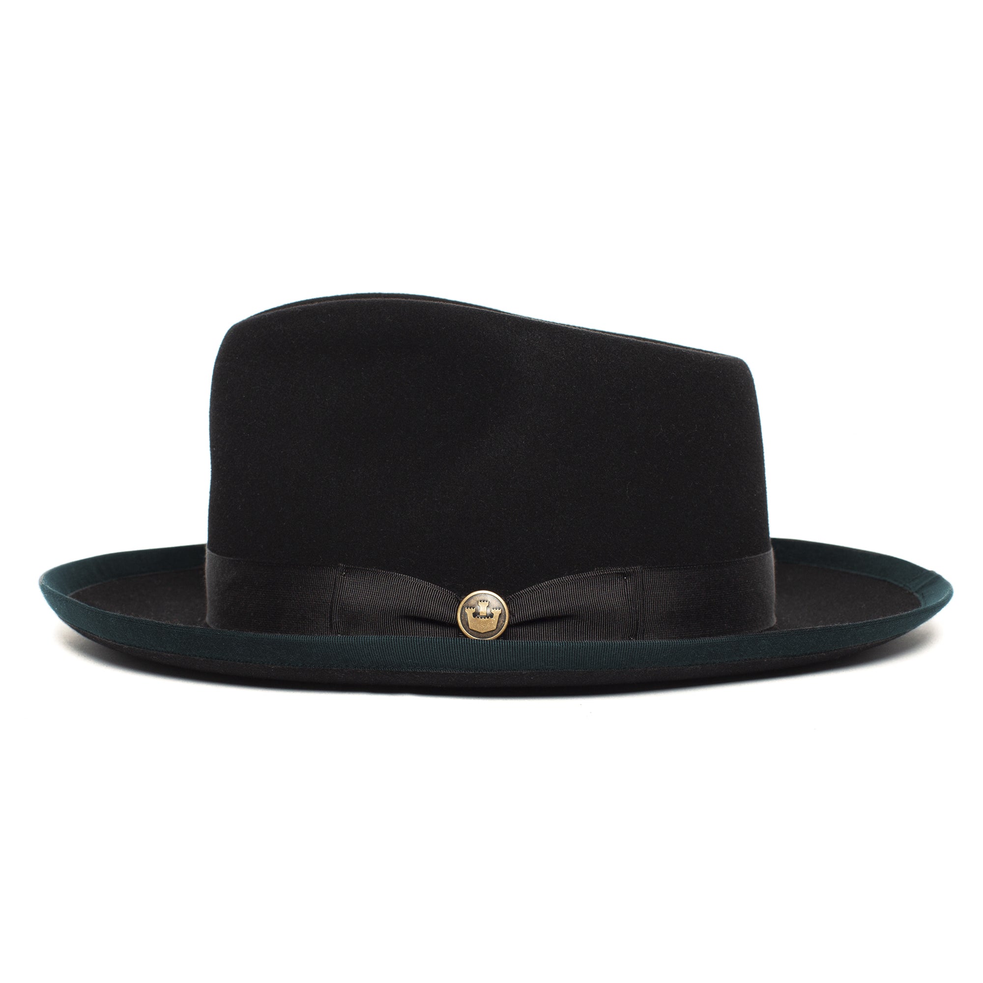 Goorin Bros. river gray teardrop wide brim felt fedora hat Black side view