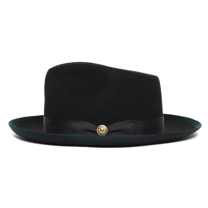 Goorin Bros. river gray teardrop wide brim felt fedora hat Black side view