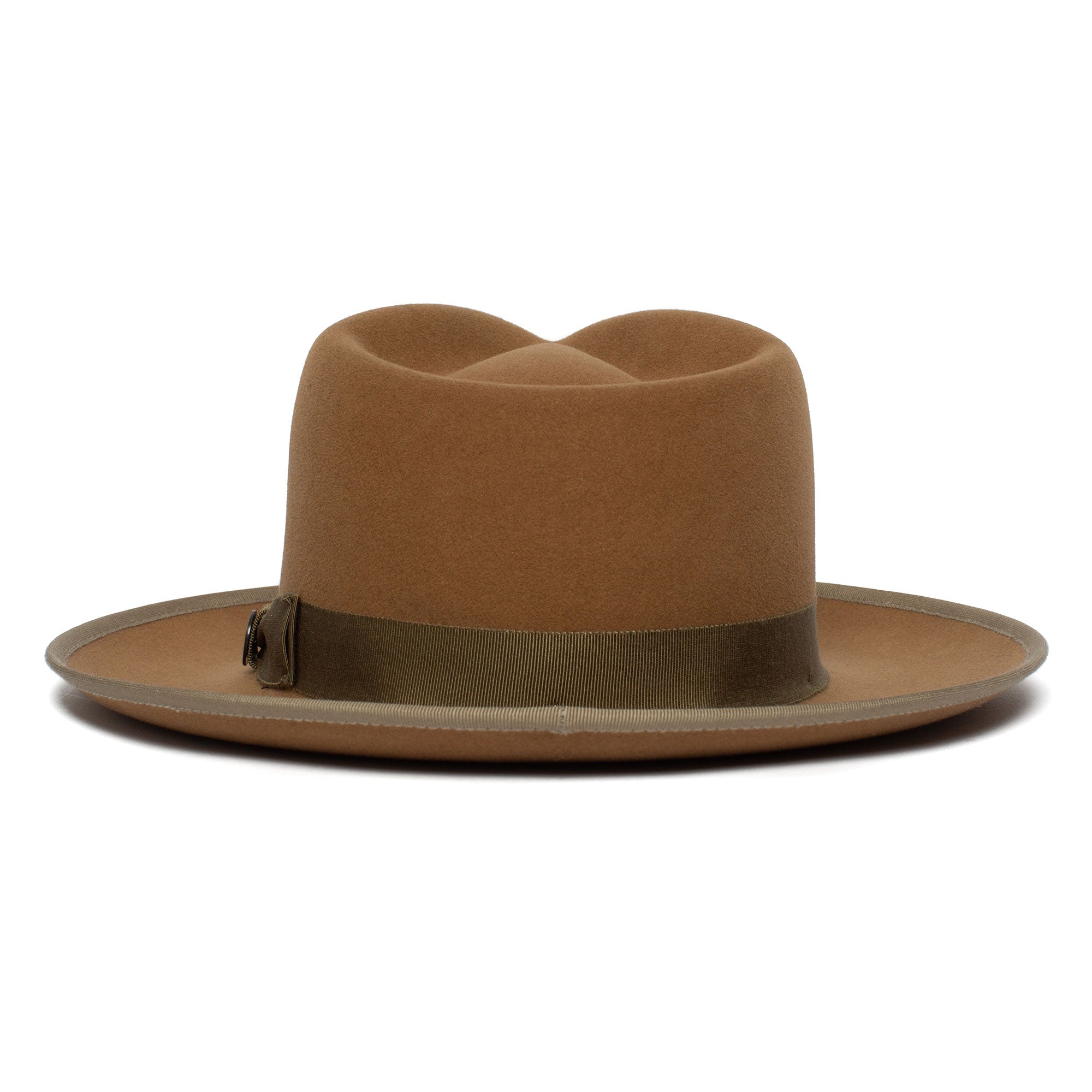 Goorin Bros. river gray teardrop wide brim felt fedora hat Camel back view