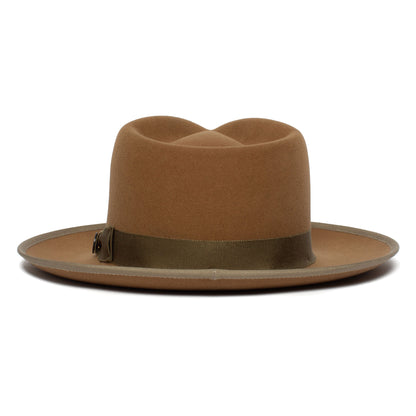 Goorin Bros. river gray teardrop wide brim felt fedora hat Camel back view