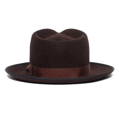 Goorin Bros. river gray teardrop wide brim felt fedora hat Maroon back view