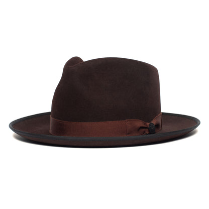 Goorin Bros. river gray teardrop wide brim felt fedora hat Maroon left side view