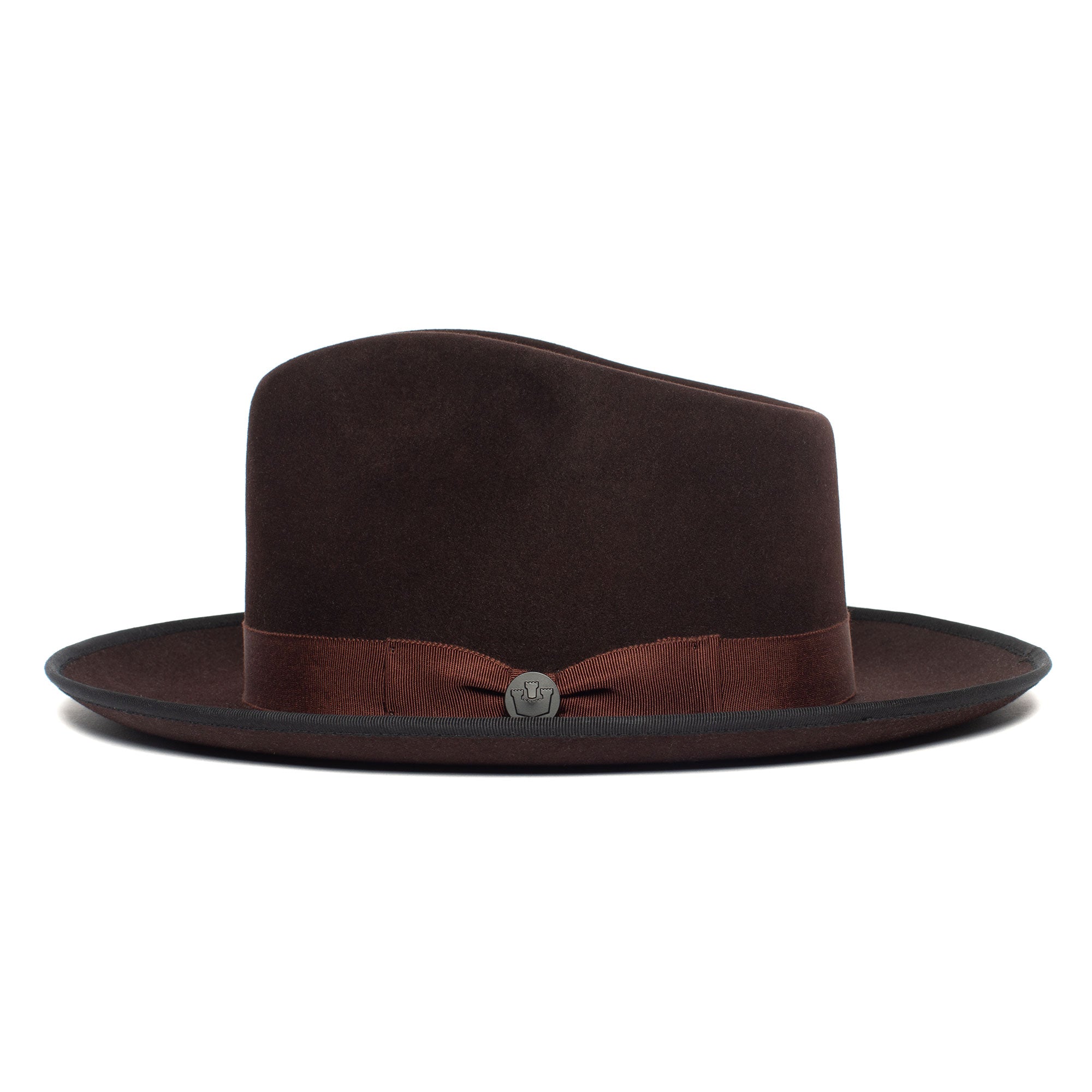 Goorin Bros. river gray teardrop wide brim felt fedora hat Maroon side view