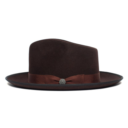 Goorin Bros. river gray teardrop wide brim felt fedora hat Maroon side view