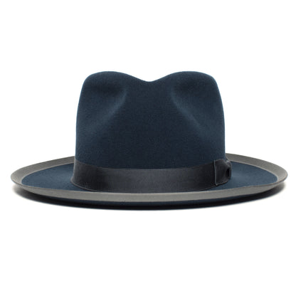 Goorin Bros. river gray teardrop wide brim felt fedora hat Navy front view