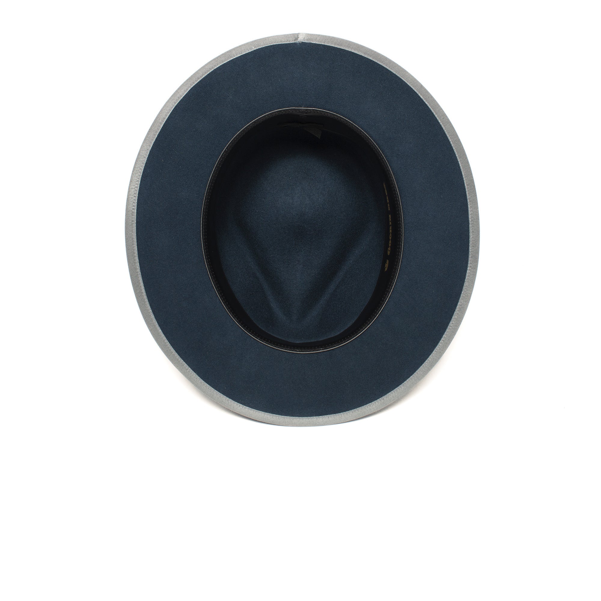 Goorin Bros. river gray teardrop wide brim felt fedora hat Navy under view