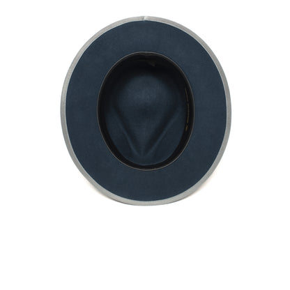 Goorin Bros. river gray teardrop wide brim felt fedora hat Navy under view