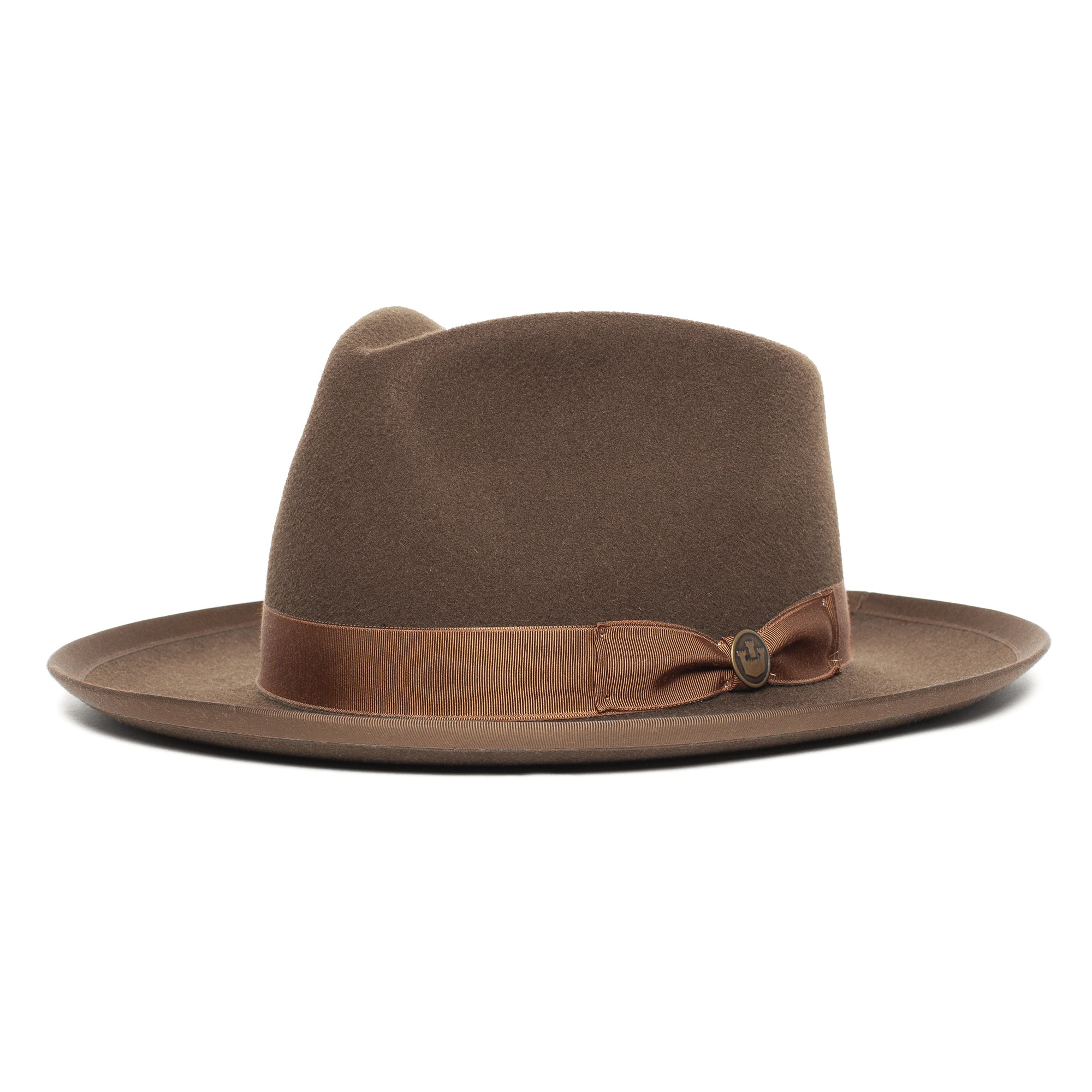 Goorin Bros. river gray teardrop wide brim felt fedora hat Rust left side view
