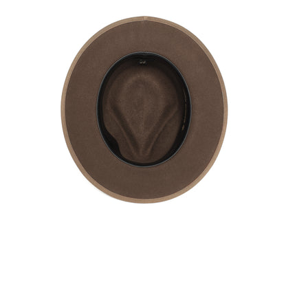 Goorin Bros. river gray teardrop wide brim felt fedora hat Rust under view